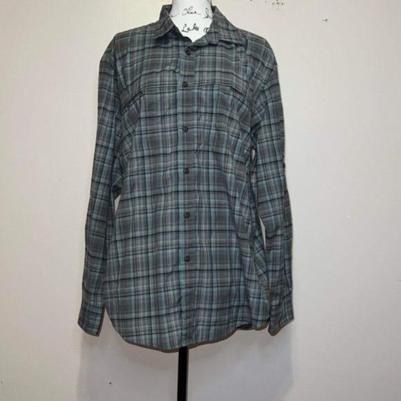 G.H. Bass Mens Gray Plaid Long Sleeve Collared Outdoor Button Up Shirt Sz Large - Picture 2 of 13